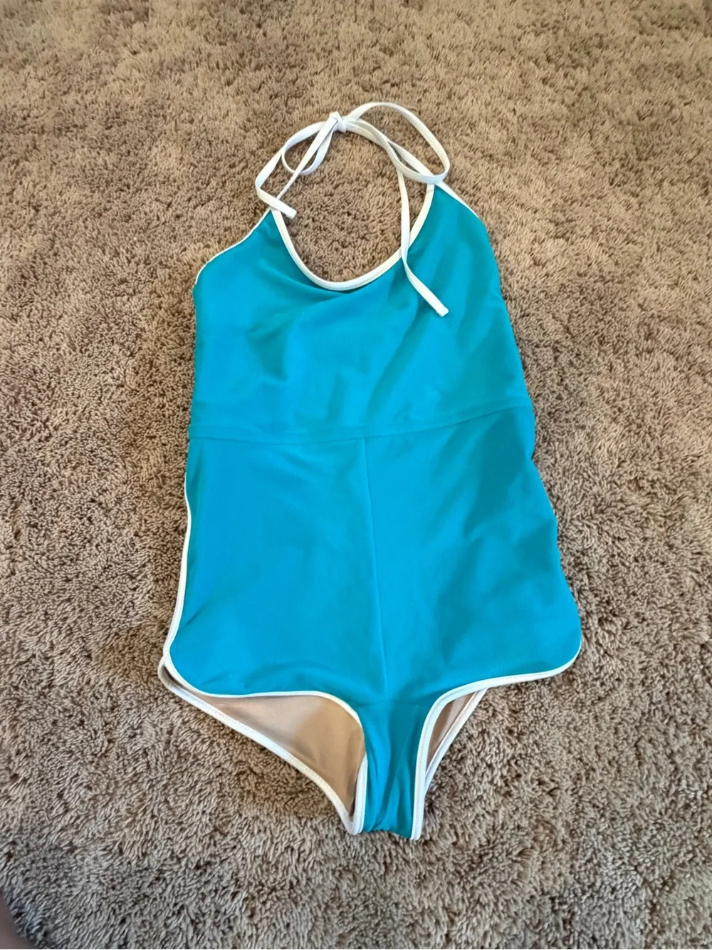 New small 4 free people gnash towelling one piece swimsuit teal white halter - Picture 3 of 16